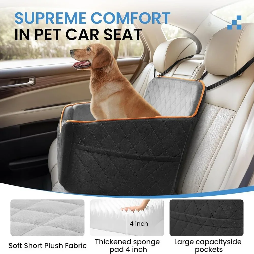 Dog Car Seat for Medium Dogs - Pet Car Seat with 2 Safety Straps